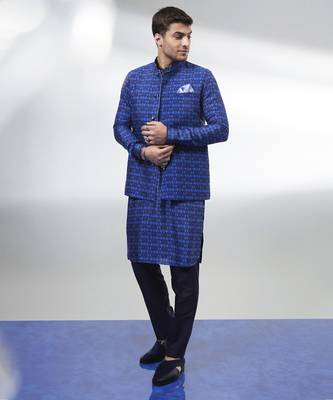 Navy ikat printed bandhi jacket 4