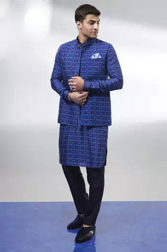 Navy ikat printed bandhi jacket