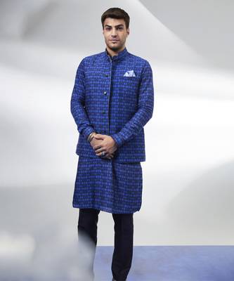 Navy ikat printed bandhi jacket 5