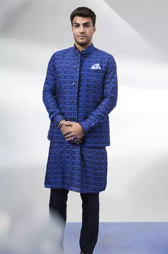 Navy ikat printed bandhi jacket