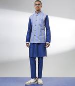 Ash blue striped linen bandhi jacket