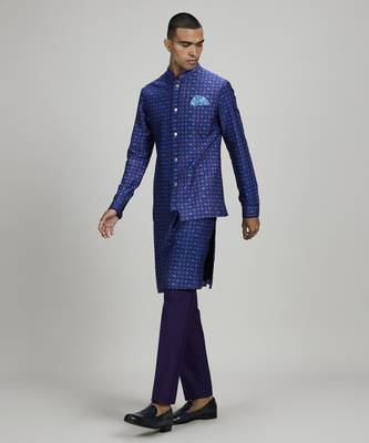 Indigo patola printed layered bandhi jacket 1