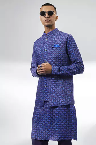 Indigo patola printed layered bandhi jacket