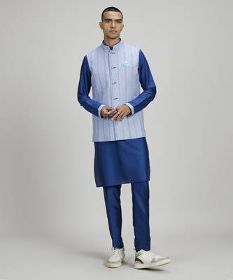Cobalt foliage printed bandhi jacket 1