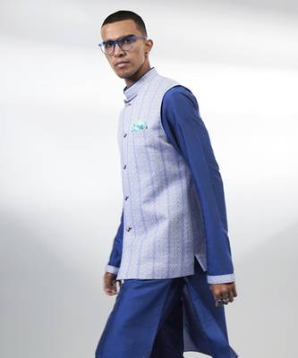 Cobalt foliage printed bandhi jacket 3