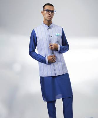 Cobalt foliage printed bandhi jacket 4