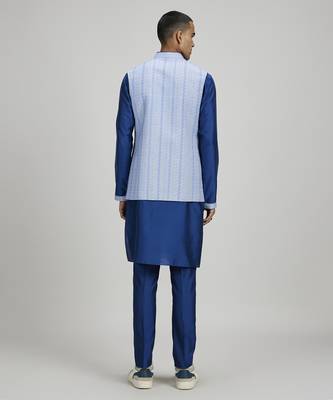 Cobalt foliage printed bandhi jacket 5