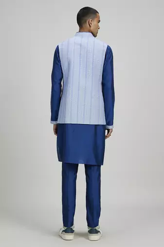 Cobalt foliage printed bandhi jacket