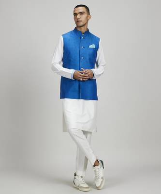 Azure dash jacquard linen bandhi jacket 1