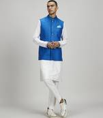 Azure dash jacquard linen bandhi jacket
