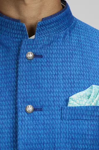 Azure dash jacquard linen bandhi jacket