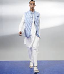 Azure pixel printed layered bandhi jacket