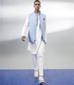 Azure pixel printed layered bandhi jacket