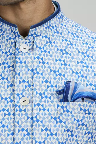 Azure pixel printed layered bandhi jacket
