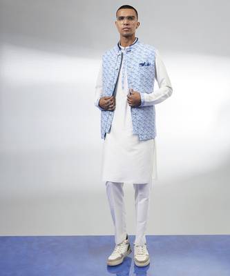 Azure pixel printed layered bandhi jacket 5