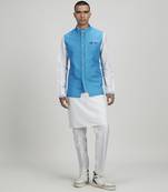 Sky linen layered bandhi jacket