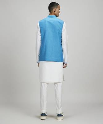 Sky linen layered bandhi jacket 2