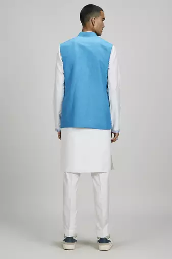 Sky linen layered bandhi jacket