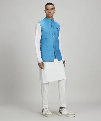 Sky linen layered bandhi jacket 3