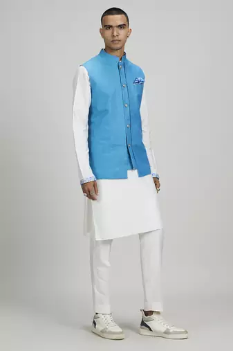 Sky linen layered bandhi jacket