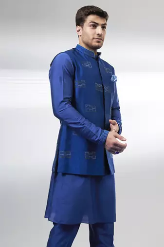 Cobalt boro embroidered bandhi jacket