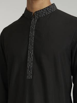 Ebony & grey leon printed kurta pant set 3