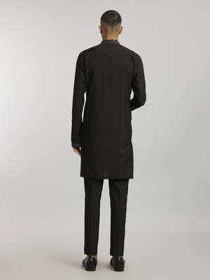 Ebony & grey leon printed kurta pant set 4