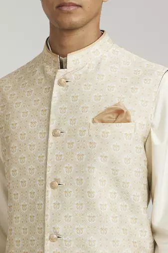 Ivory emblem printed bandhi jacket