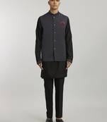 Grey crepe wool classic bandhi jacket