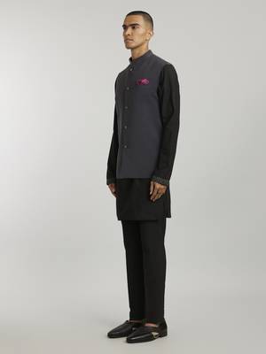Grey crepe wool classic bandhi jacket 2