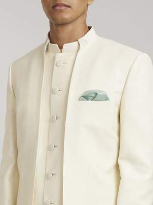 Ivory leon embroidered layered bandhgala jacket and ivory trousers 3