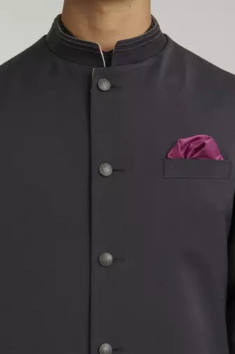 Grey crepe wool classic bandhi jacket