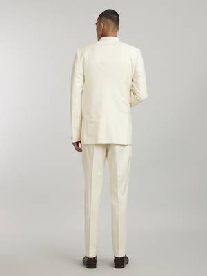 Ivory leon embroidered layered bandhgala jacket and ivory trousers 4