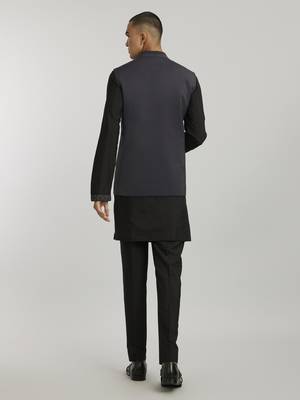 Grey crepe wool classic bandhi jacket 4