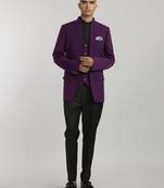 Wine quilted & layered bandhgala jacket