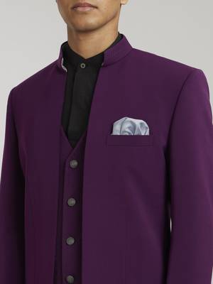 Wine quilted & layered bandhgala jacket 3