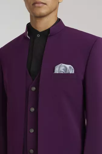 Wine quilted & layered bandhgala jacket