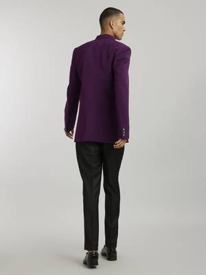 Wine quilted & layered bandhgala jacket 4