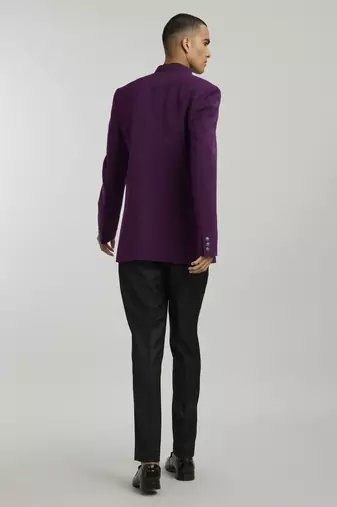 Wine quilted & layered bandhgala jacket