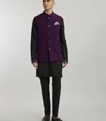 Wine crepe wool classic bandhi jacket