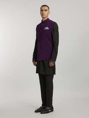 Wine crepe wool classic bandhi jacket 2