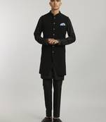 Ebony crepe wool classic sleeveless sherwani jacket