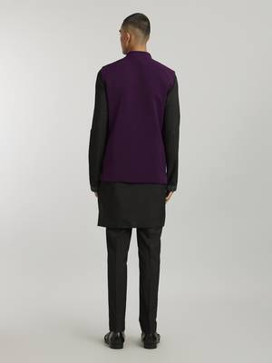 Wine crepe wool classic bandhi jacket 4