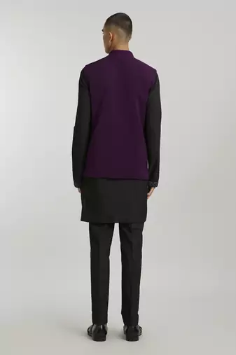 Wine crepe wool classic bandhi jacket