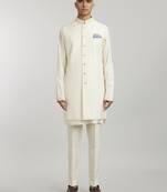 Ivory classic embroidered sleeveless sherwani jacket