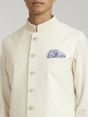 Ivory classic embroidered sleeveless sherwani jacket 3