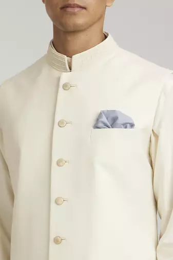 Ivory classic embroidered sleeveless sherwani jacket