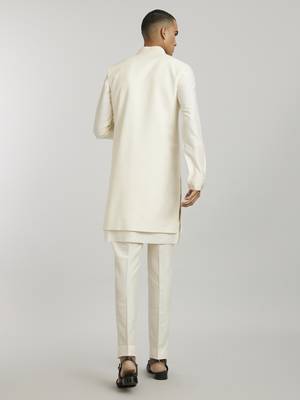 Ivory classic embroidered sleeveless sherwani jacket 4