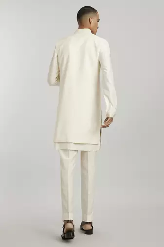 Ivory classic embroidered sleeveless sherwani jacket