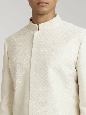 Ivory starrio embroidered sherwani jacket 3